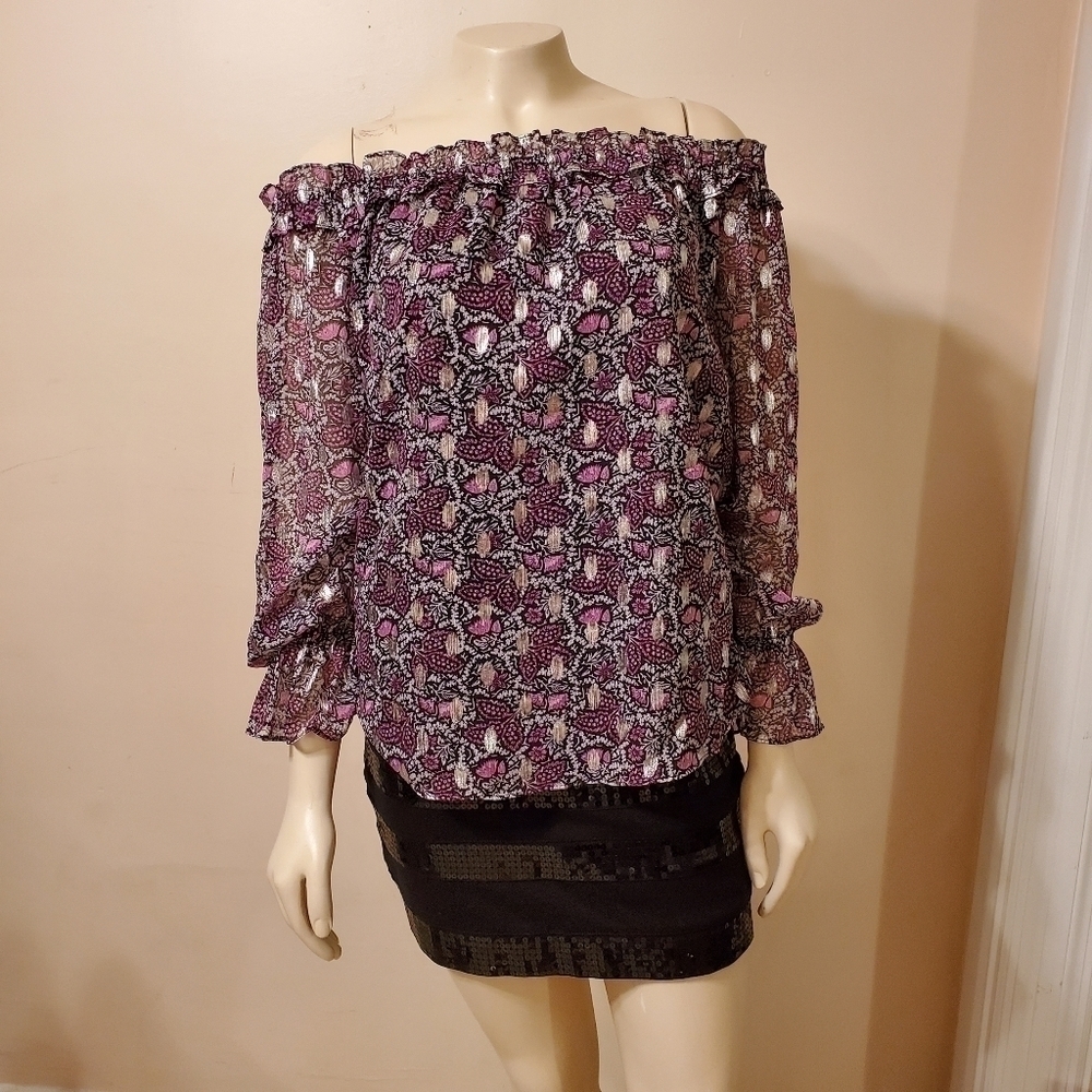 INC International Concepts Off-The-Shoulder Peasant Top Margaret Floral Size S - Picture 3 of 9